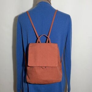 Baggu Mini Drawstring Canvas Backpack Terracotta Color
